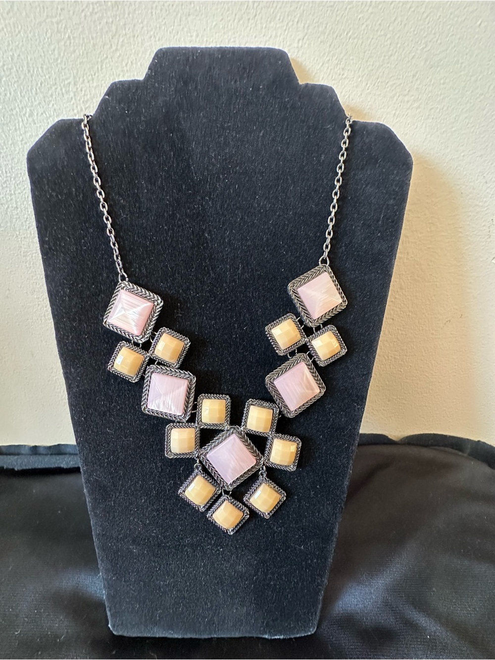 Pink & Yellow Geometric Statement Necklace